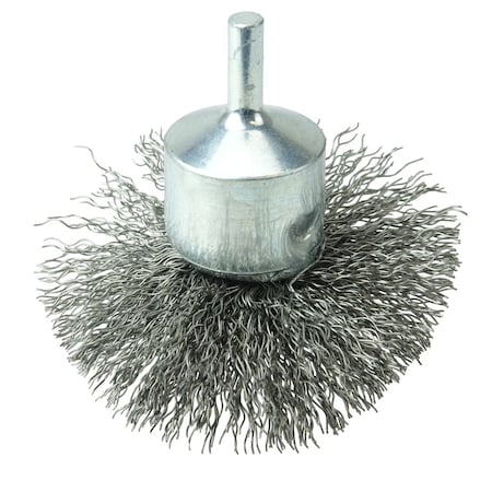WEILER 3" Circular Flared Crimped Wire End Brush, .014" Steel Fill 10134